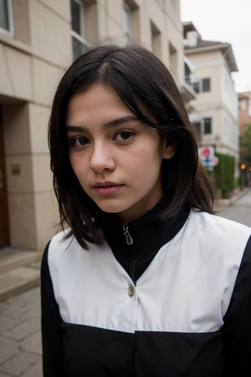 a  girl with straight black hair in uniform 