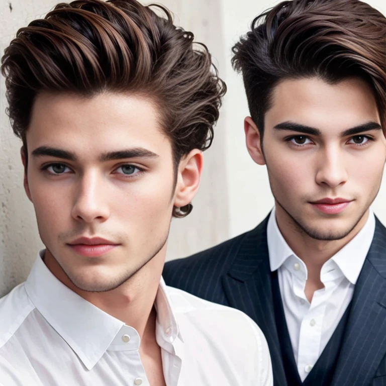 a perfect group young Abramowitz man, Stylish hair. focus on the face