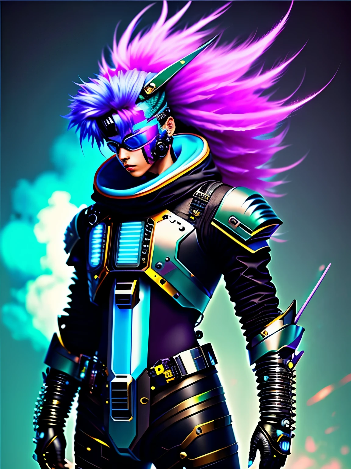 Cyber punk man fantasy and SCI fi beautiful look