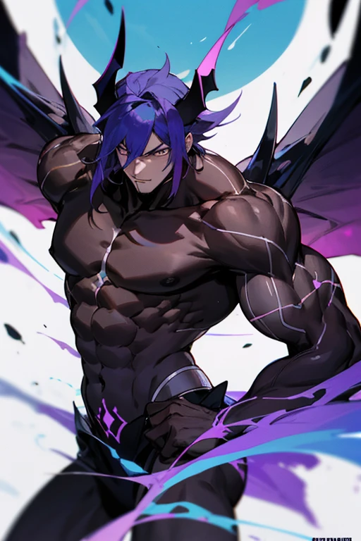 Hombre, muscular, demonio negro y morado