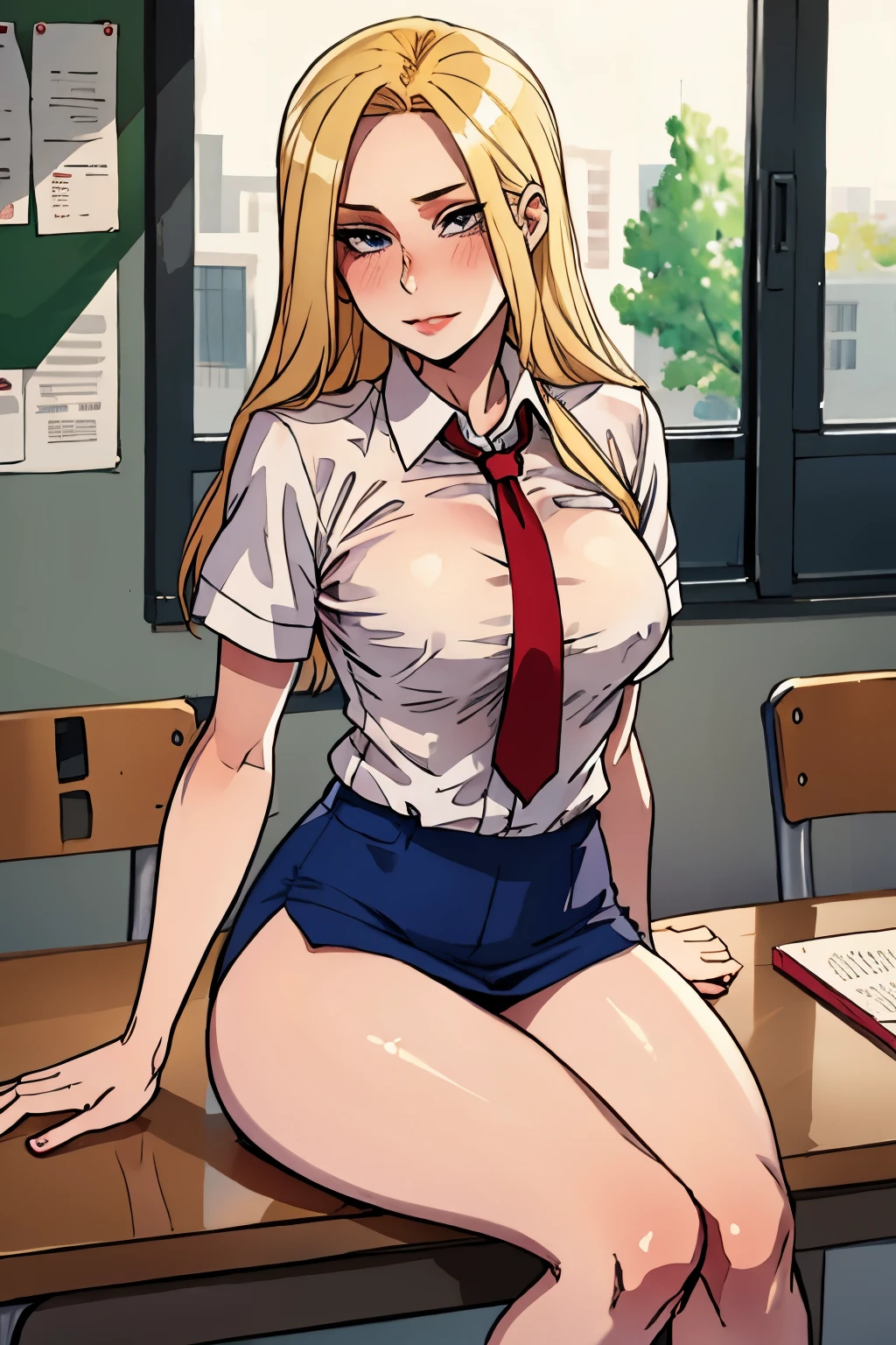 girl with blond hair, At school, sexy student