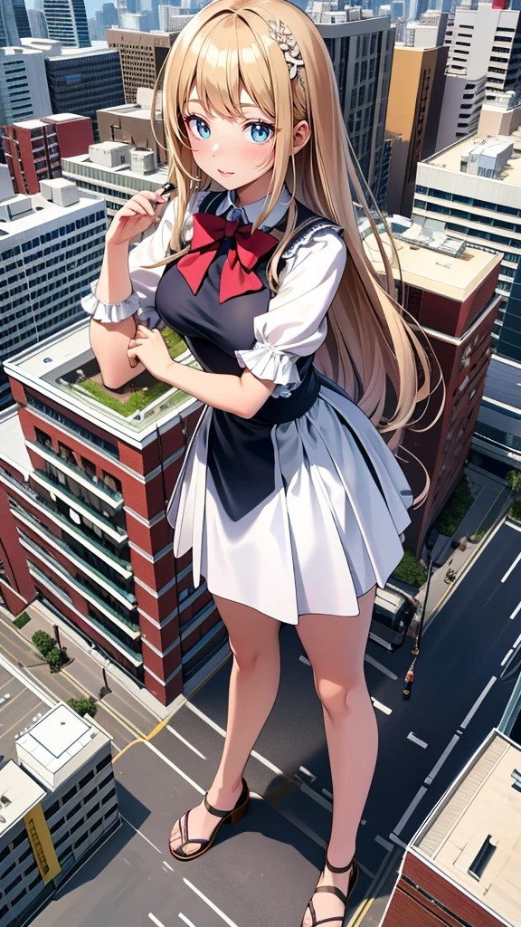 (realistic photo:0.0), (ultra-realistic:1.0), (masterpiece:0.0), (best quality:1.3), intricate details, Ultra Detailed, sharp focus, full color, (Depth-of-field:1.0), (super fine-illustration:1.0), (Natural Light, Daylight:1.0),
(1girl), (college age:1.0), (seductive anime girl), slim body, A girl taller than a building, casual clothes, Ultra Detailed Face, (Detailed Lips:0.7), (stylish pose:1.0), city, gts , Giantess , (full body shot:1.2), 