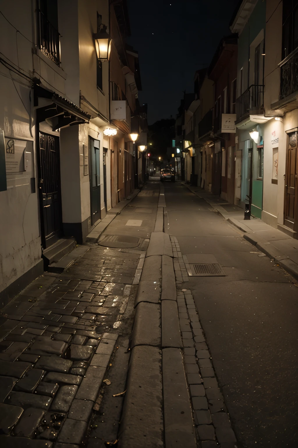 calle muy amplia de noche