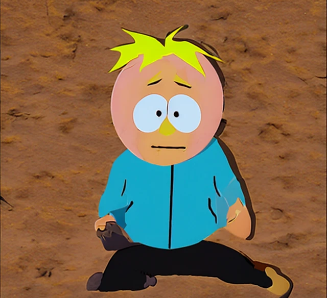 Butters Stotch got crying sitting at floor in Desert 