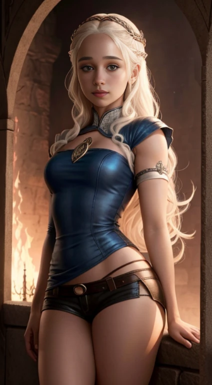Gorgeous european woman with very long hair, braided hair with a fringe, wet hair, hair slicked back, combed straight back, slick hair, streaked blonde hair, seductive pose, sabrina carpenter, dressed in blue elf warrior costume, cleavage, solid dark grey background