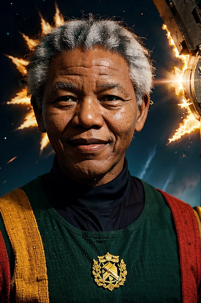 Nelson Mandela animated as super Saiyan blue