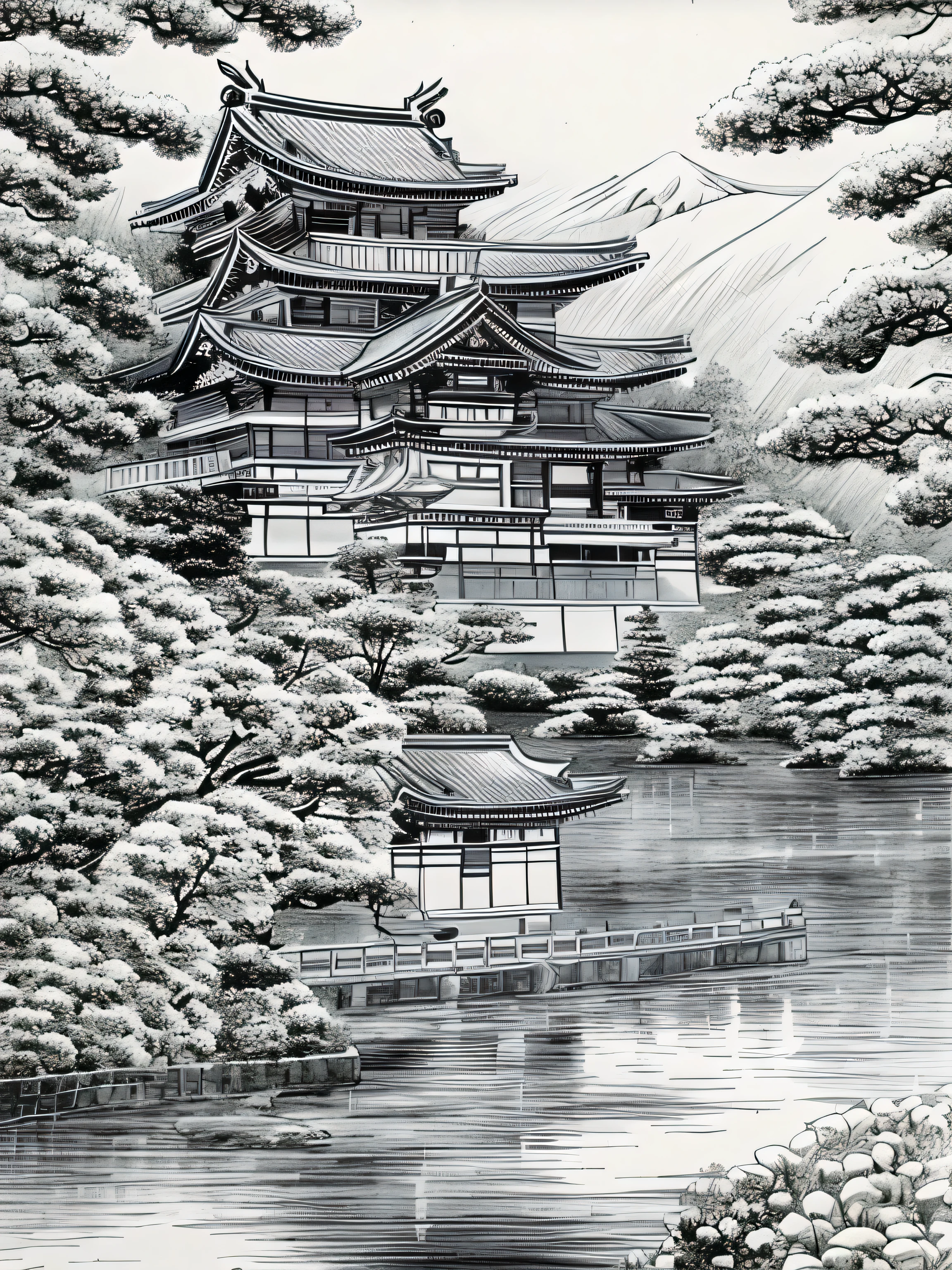 Painting that says inspiration in Japanese in black and white