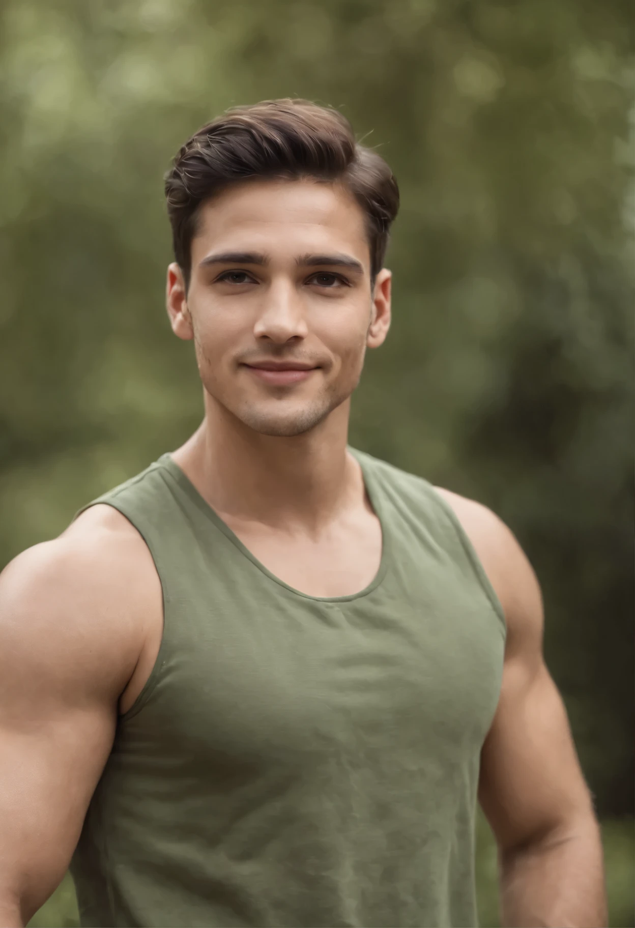 jovem_homem_de_dezessete__caucasiano__e_loiro_e_curto_cabelo__e_marrom_olho__esportivo__e_a_Quadrado_mandible__e_largo_ombro_e_muscular_arms__e_a_tanque_superior_e_verde_e_branco_listra__a_malicioso_Sorriso
