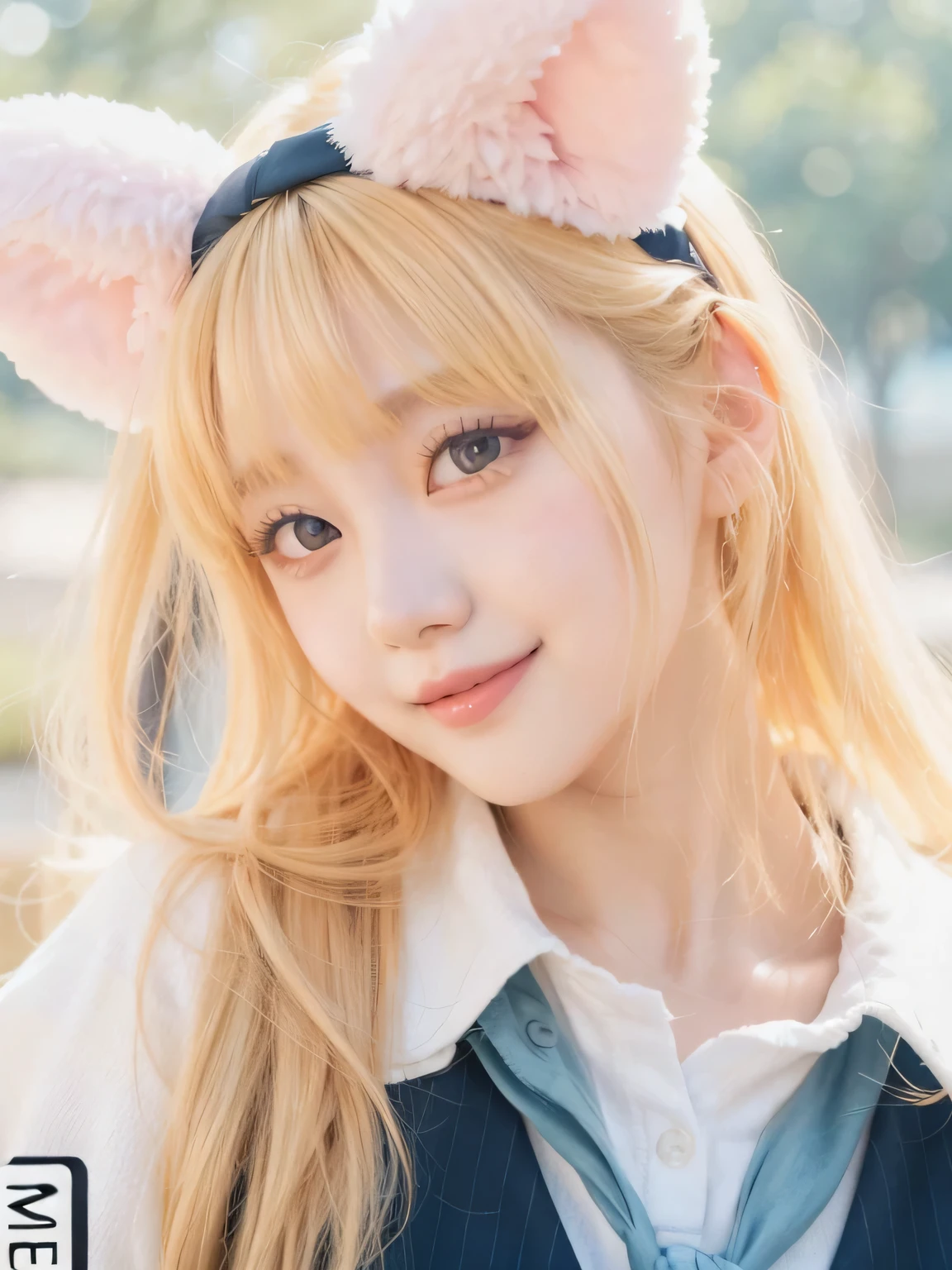 Ulzzang chica, ulzzang, Korean ulzzang chica, linda face, pretty eyes, lindo, pelo rubio, choerry, choerry from loona, smile, cabello rubio