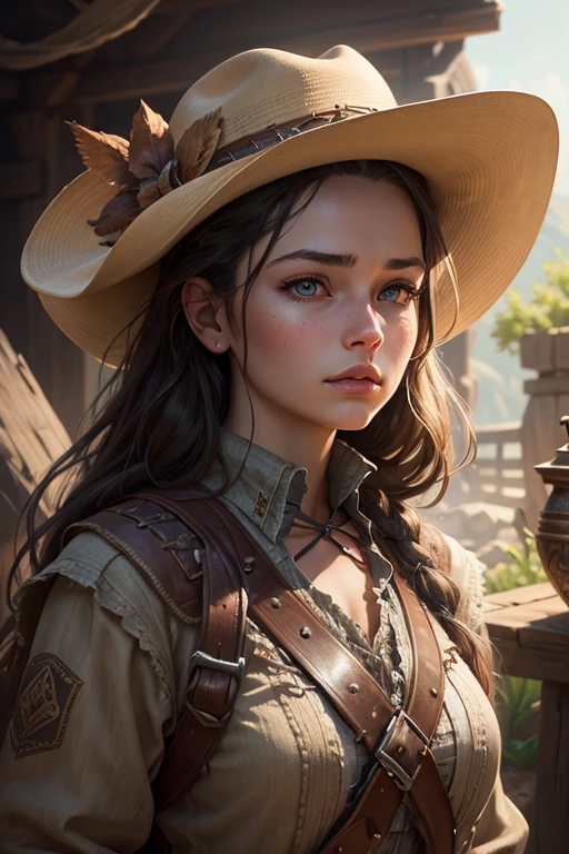 One girl in hyper-realistic western clothes, fantasy art, realistic, dynamic lighting, art station, highly detailed face, 4k, Award history,