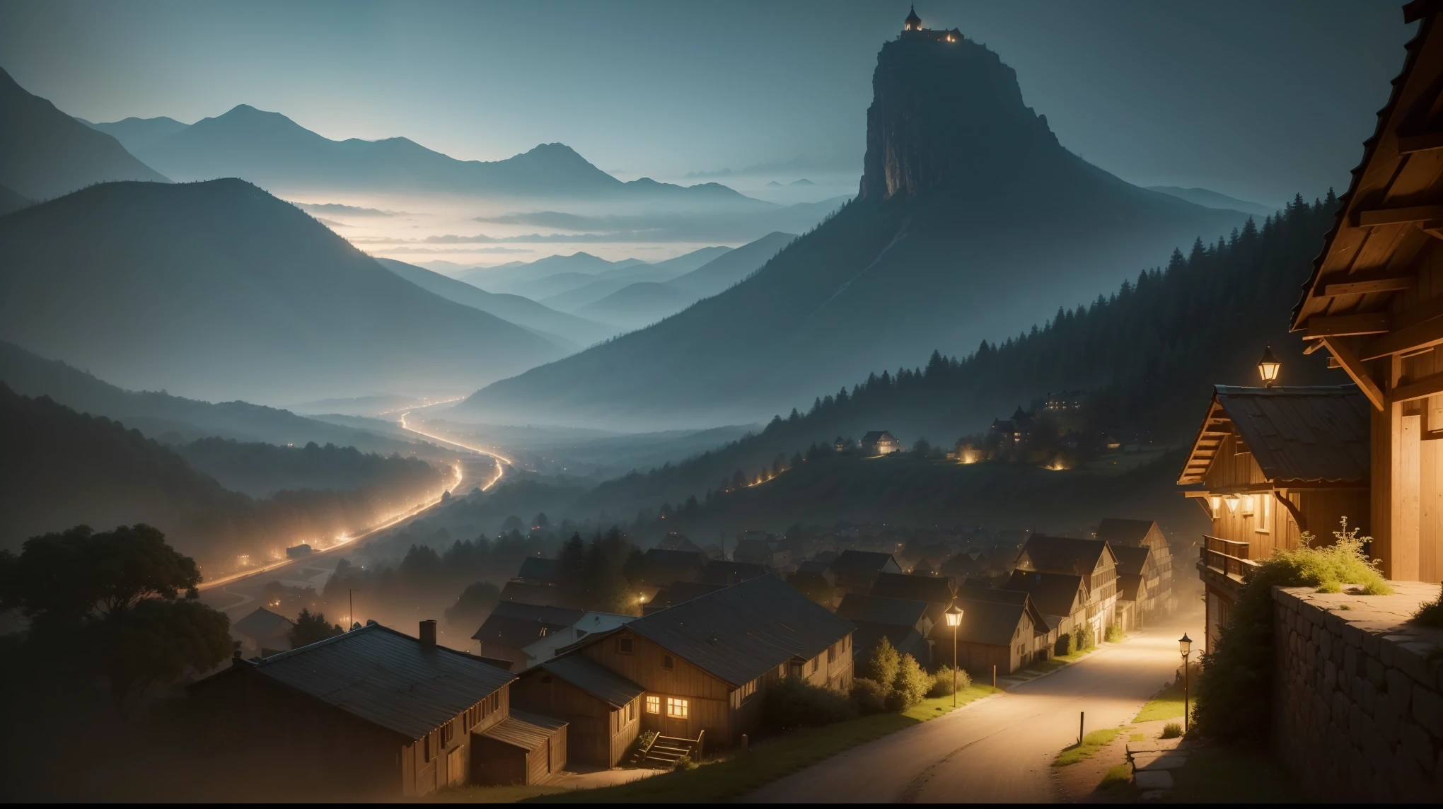 (best quality,4k,8k,highres,masterpiece:1.2),ultra-detailed,(realistic,photorealistic,photo-realistic:1.37),dark and melancholic atmosphere,And so, the village that was once hidden away in the hills became a beacon of light, drawing curious souls from all corners of the world to experience the magic of wisdom, friendship, and personal growth,(best quality,4k,8k,highres,masterpiece:1.2),ultra-detailed,(realistic,photorealistic,photo-realistic:1.37),dark and melancholic atmosphere,