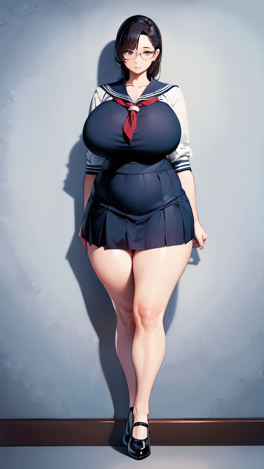 huge , big hips,full body shot, mature , Whip whip lower body, plump thighs, plump calves, bewitching mature woman,ct body, plus size model,high school girl,sailor suit, skirt is short,Mature woman wearinor suit,