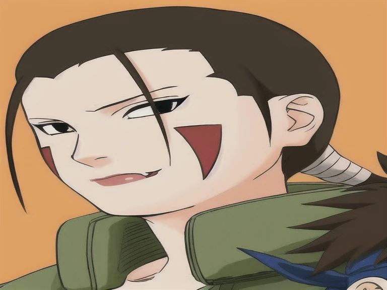 Hana Inazuka has long brown hair which she wears in a ponytail with two locks of hair framing her face over her large, black eyes. She also wears a light shade of lipstick and has the traditional fang-like tattoos of the Inuzuka clan on both of her cheeks, in addition to a tattoo on her upper right arm that resembles a flower (perhaps a pun on her name, which can also mean "flower", as well as "nose"). She wears a brace on her left wrist, bracelets on her right hand as well as bandages and usually wears the beige Konoha medic uniform when on duty in the village, and during battle wears a form-fitting variation of the Konoha flak jacket which doesn't have any chest pockets and she keeps the front of her jacket unzipped, exposing her cleavage. She also wears a pair of form-fitting shorts cut just above the knee, bandages just below her tattoo and wrist-warmers. Hana also noticeably has a softer appearance than the other members of her family, not having slit-like eyes, or wild, shaggy hair. During the Fourth Shinobi World War, she donned the standard uniform of the Konoha-nin and the forehead protector of the Allied Shinobi Forces