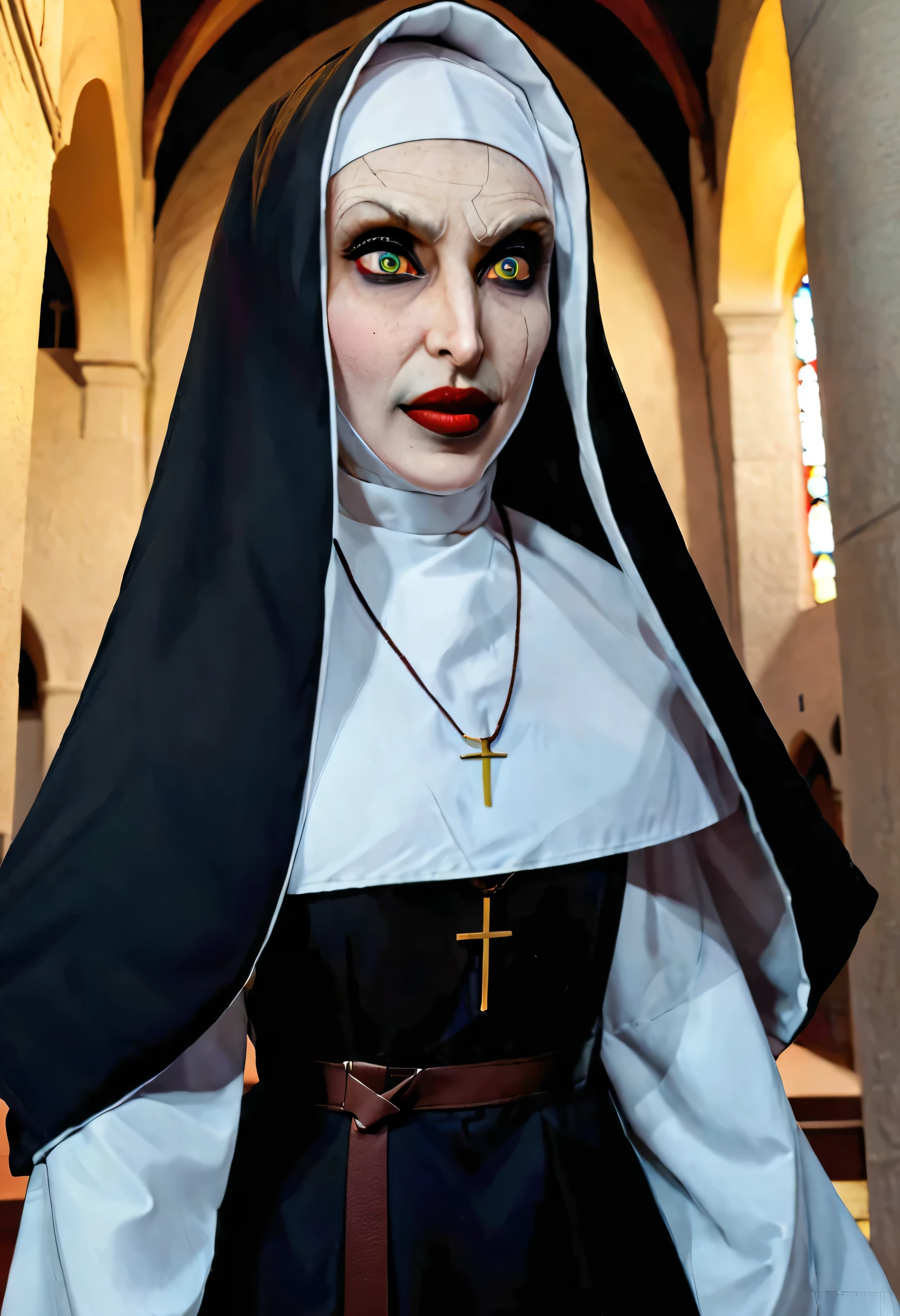 ((detailed gothic nuns, with gothic clothing:1.6)), ((church background, in 4 disordered vignettes:1.7, comic, with scenes of nuns preaching, praying, communing:1.6)), masterful work, high definition:1.4, ((Imaginative scene)),((perfect, meticulously detailed:1.3)), impeccable details, ((full shot: 1.4)), ((Best quality)), ((Masterpiece)), 3d, ( hyper detailed: 1.3), ((epic scenario: 1.3)), ((Front camera)),( (sharp drawing vivid colors: 1.6))