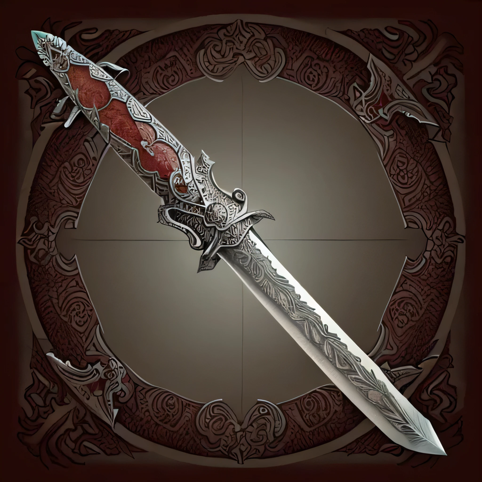 sword, dragon patterned on the handle