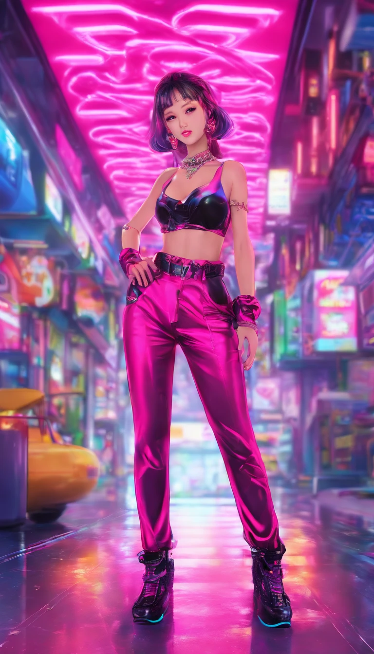 K, masutepiece, Raw photo, Best Quality, Photorealistic, Highly detailed CG Unity 8K wallpaper, depth of fields, Cinematic Light, Lens Flare, Ray tracing, (Extremely beautiful face, Beautiful lips, Beautiful eyes), intricate detail face,Cherry blossom cityscape nighttime scene Washing a car called Corvette ((Ultra detailed skin)) 1girl in, In the Dark, deepshadow, Pretty Korean girl, Kpop Idol, 1 girl, (Very slim and slender fit muscular body:1.3), ((Looking at Viewer)),(Big smile:1.3), (Tight lace blouse), (Hot Pink Color Blouse), (Sleeveless) , (Fashion City Night, a dark night, (Neon sign), (Blurred background), Fashion Street Night),(No people in the background:1.3), Beautiful earrings, Bracelets, Necklace, pantyhose, Clear eyes, (pale skin), (Big eyes), Face forward, ((upperbody shot)), ((Silk Hot Pink Color Pants:1.3)),(Brown hairs),((Tight Fit Silk Pants)), (Looking at Viewer:1.3) opened breast, Very slim, medium breasts, backtrack, Back shot, see through, Transparent pants, Pony tail, updo hair