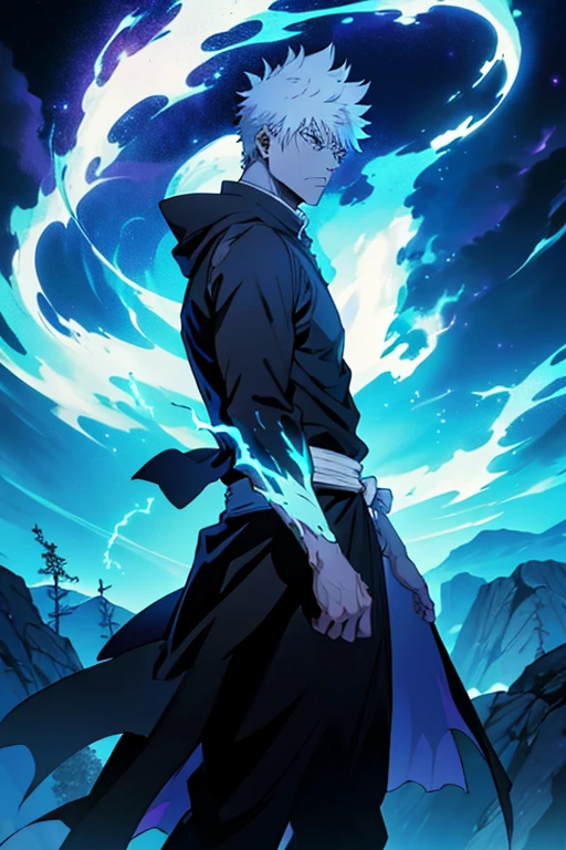 Create a sorcerer from Jujutsu Kaisen where the character is covered in black lightning all over their body, able to shape the lightning at will.