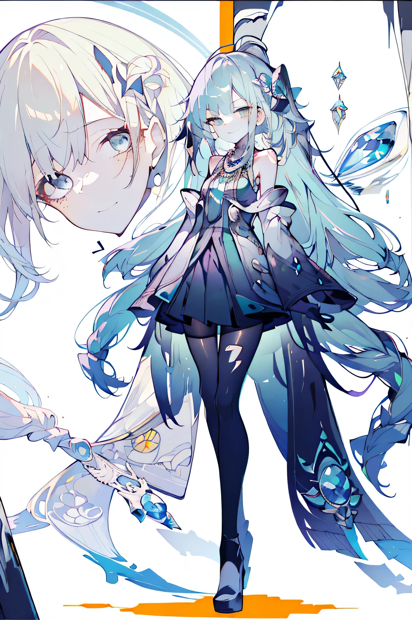 Full body Esbian，changeta prostitute，very gorgeous aximalism，extreme details，Rococo style，super long hair，intricate accessories，intricate hairstyles，gem,blue hair,change, girl,((Shoulders and arms are exposed)),evil smile,