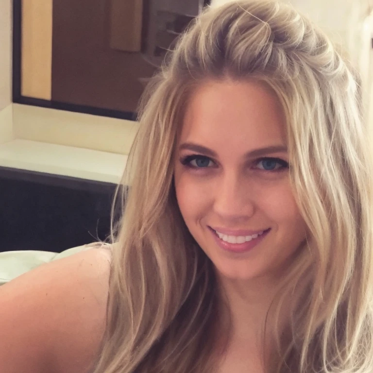 Generate a portrait of a single, attractive blonde woman with long hair, directly facing the camera, capturing her in the natural essence of portrait photography. The image should embody the quality of studio lighting, akin to a photograph produced by a Hasselblad 500 C/M camera. Maintain an aspect ratio of 73:128 and a stylize setting of 750. Aim for high-resolution, clear images that highlight the woman's facial features and hair details without distortion throughout all epochs. 