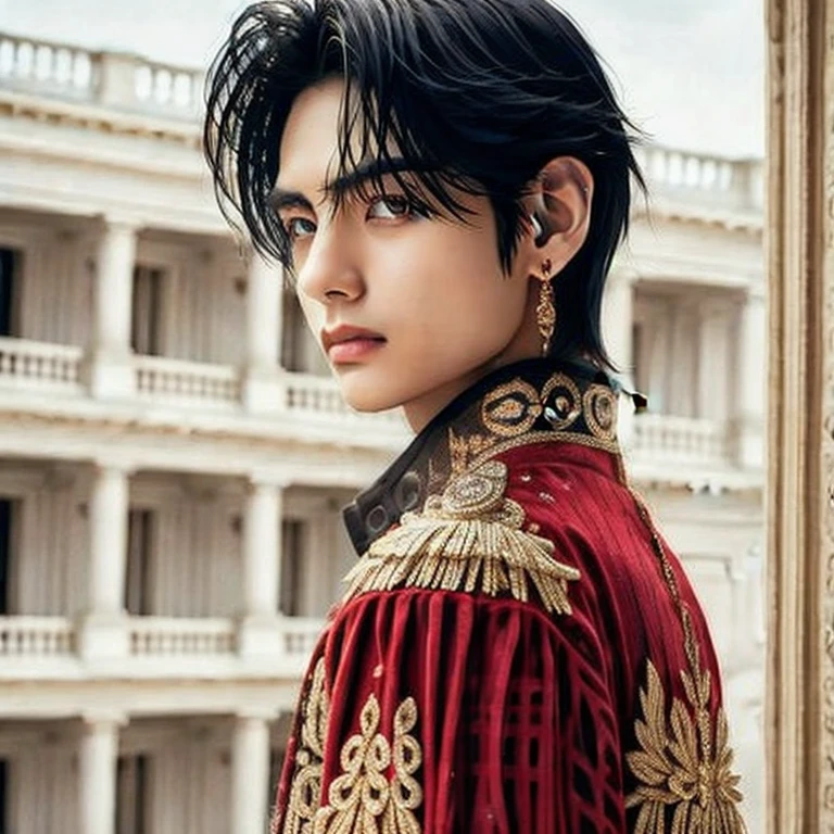 (masterpiece, best quality:1.2), a handsome black hair men, strong jawline, detailed eyes, soft light, side-part haircut