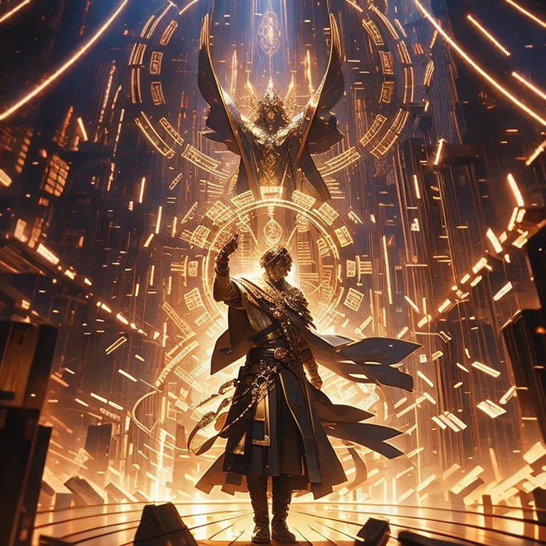 (masterpiece, best quality:1.2), a god casting magic, magic background, dramatic lighting, fantasy, detail custom, light effect, brightest magic lighting