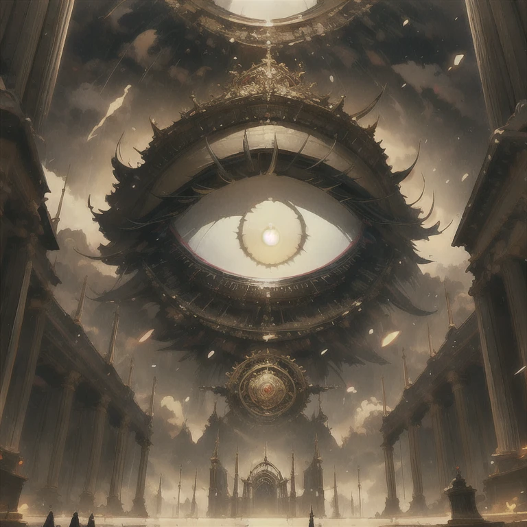 (masterpiece, best quality:1.2), a fantasy background has giant eye, dramatic lighting, cinematic lighting, fantasy, detailed scenery, light effect, brightest lighting 