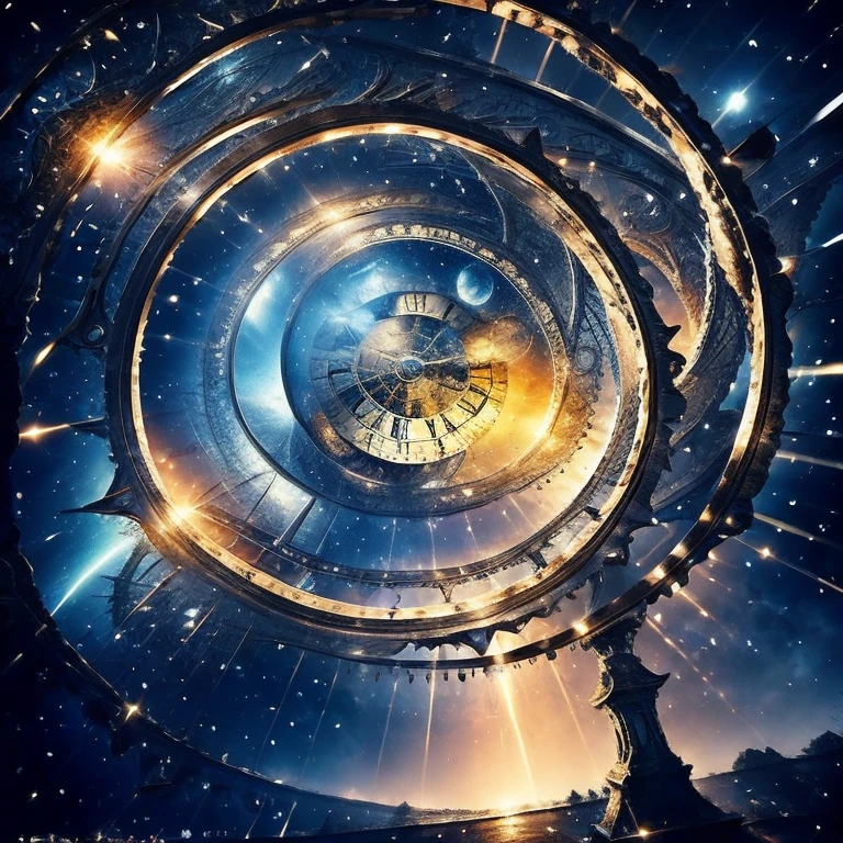 (masterpiece, best quality:1.2), an universe clock illustration, time, dramatic lighting, cinematic lighting, fantasy, detailed scenery, light effect, brightest lighting  