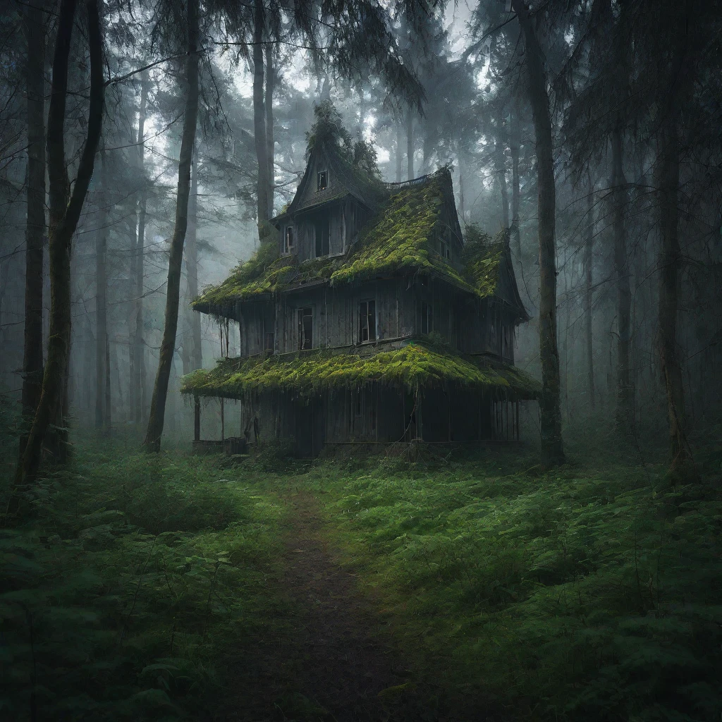 (masterpiece, best quality:1.2), Forest, dark forest, forgotten house