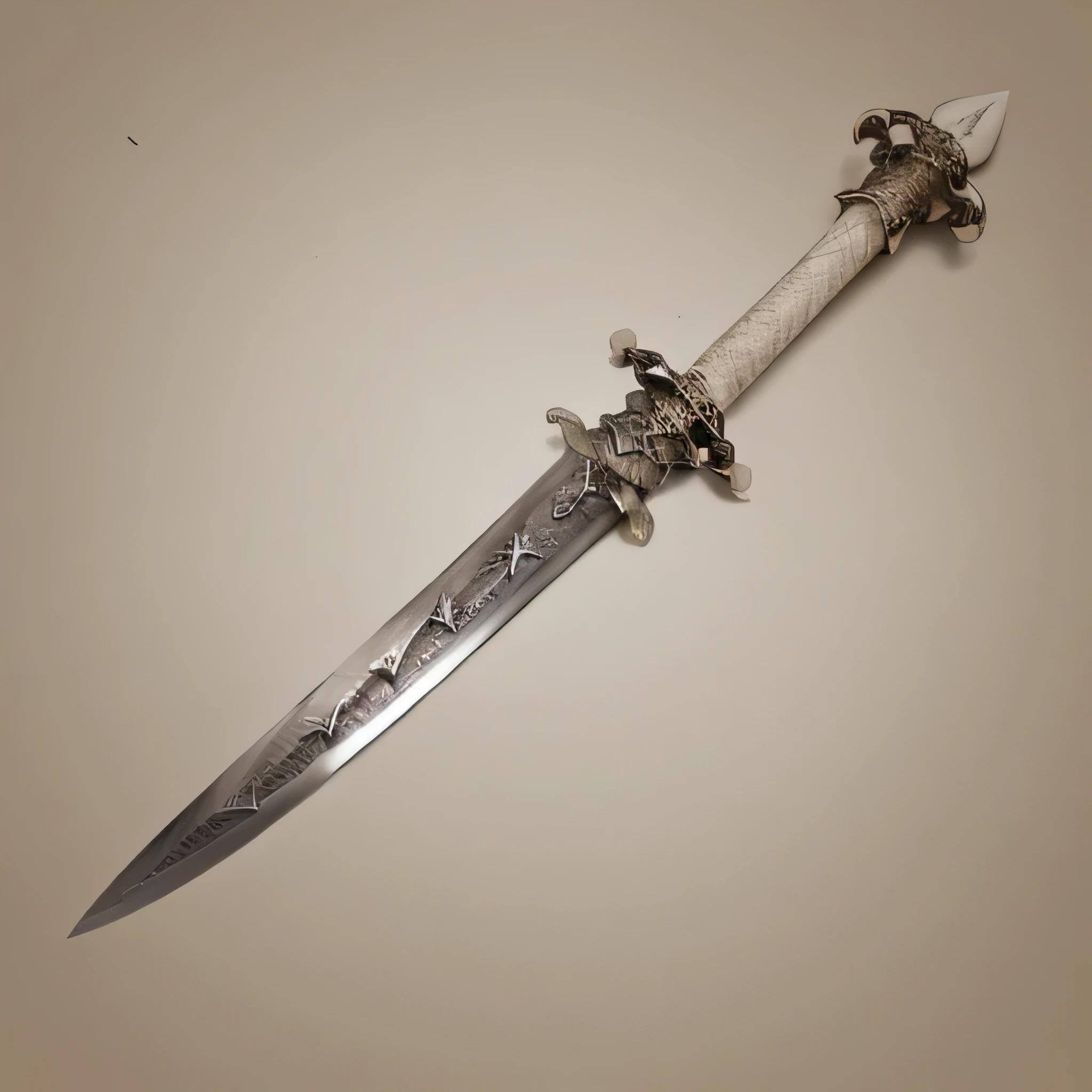long sword, handle made of bone, sharp sword, one sword