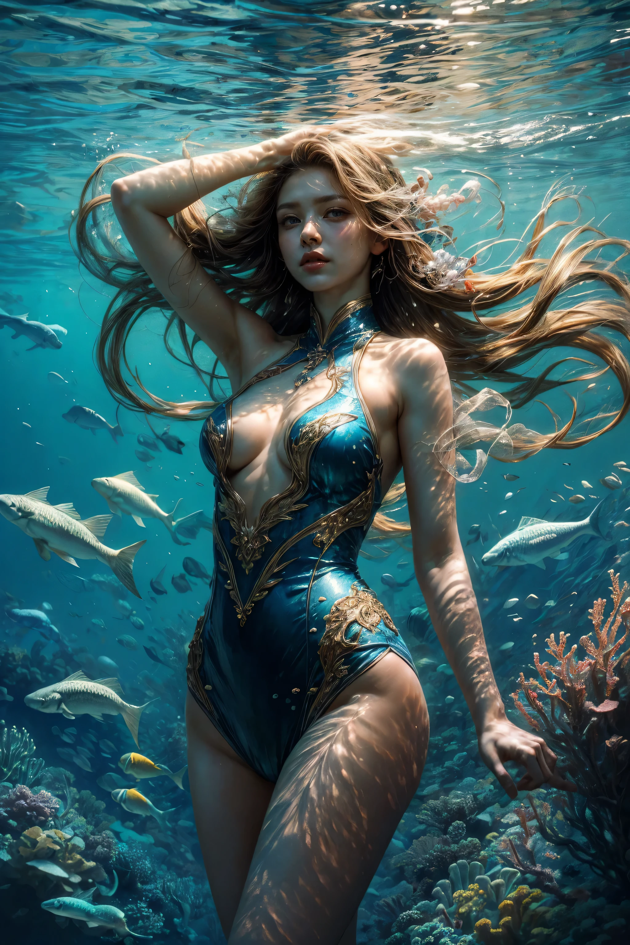 masterpiece, best quality, high quality, high resolution, 1girl, solo, underwater world
