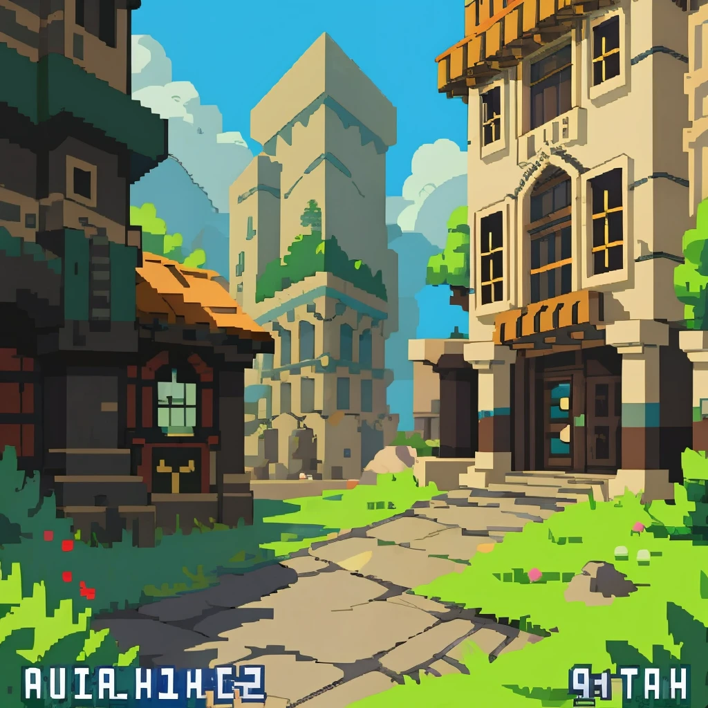 a picture taken from a video game of a giant creature in a city, pixel art by Kubisi art, Artstation contest winner, pixel art, beautiful detailed pixel art, detailed pixel artwork, detailed pixel art, 2 d digital video game art, ultra detailed game art, videogame art, shadow of the colossus, high quality pixel art, epic video game art,
