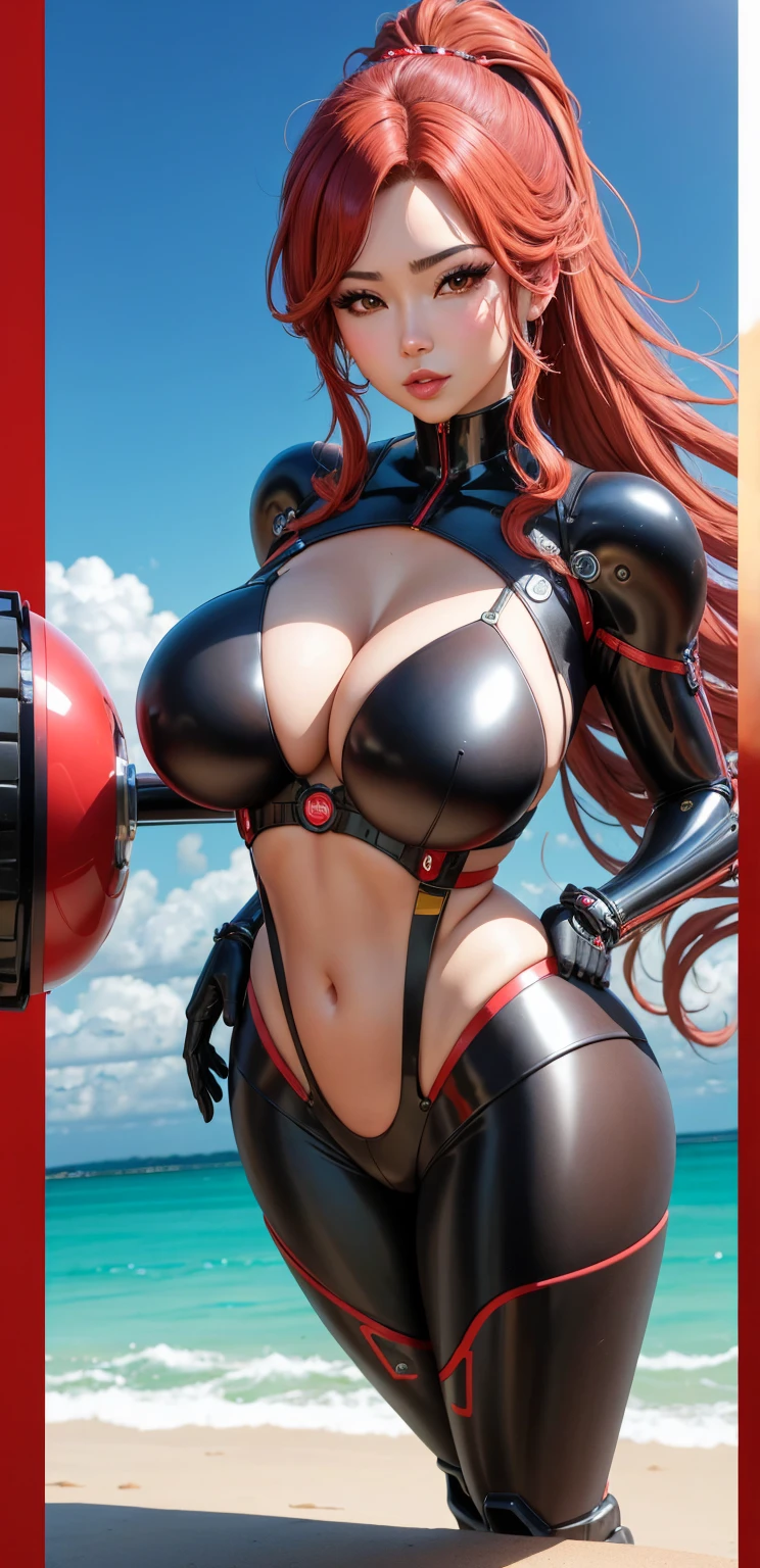 a woman in a red bikini and black gloves posing in front of a bamboo, cabelos brancos deity, garota anime sedutora, deusa dos animes, Oppai, Mais bem avaliados no pixiv, artgerm extremamente detalhado, biomechanical Oppai, , sww version, perfect cabelos brancos girl, linda mulher de anime sedutora, Oppai cyberpunk, cabelos brancos