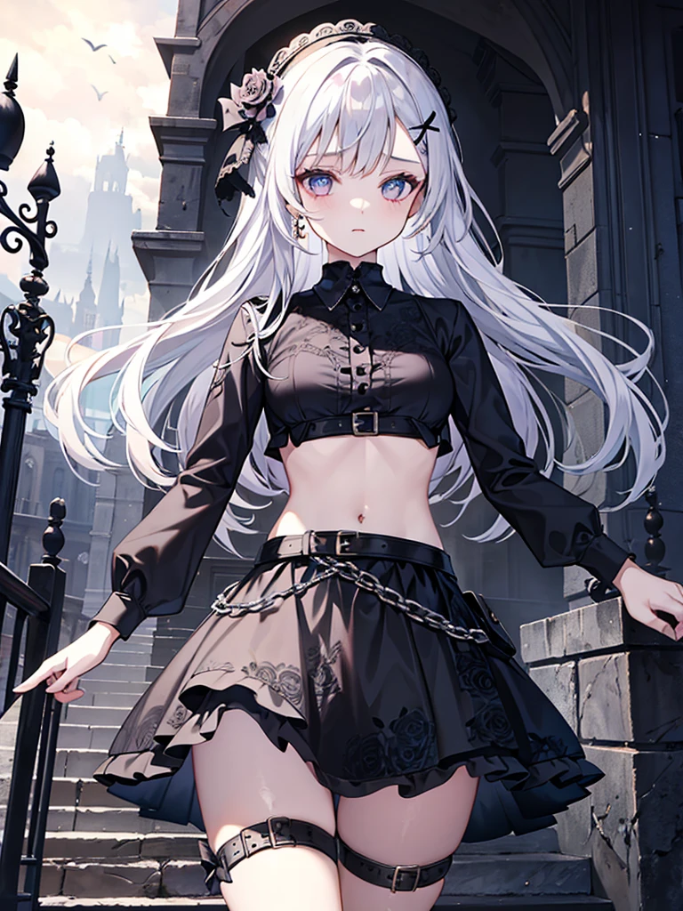 beautiful girl,Floral,gothic clothing,mini skirt,attack magic,