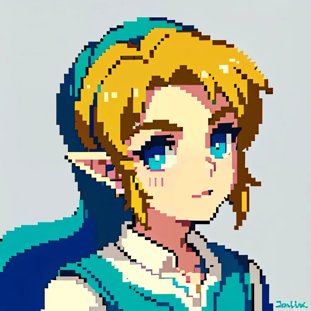 (masterpiece, top quality, best quality), pixel,pixel art,1boy, link, Legend of Zelda,closeup of face