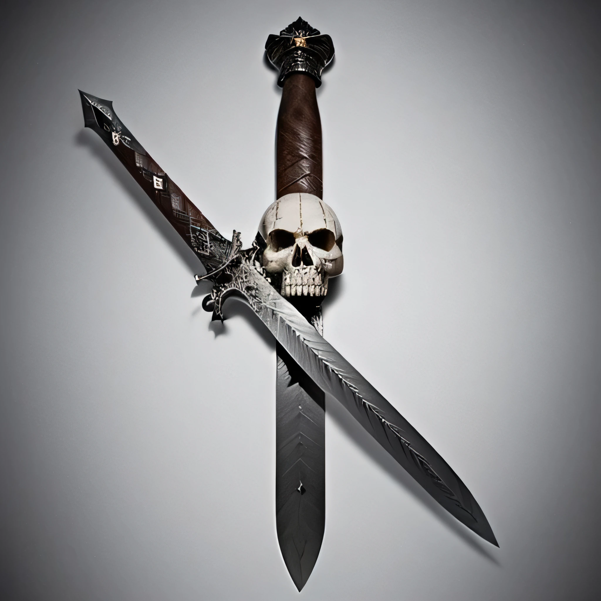 long sword, handle made from skull head, sharp sword, one sword