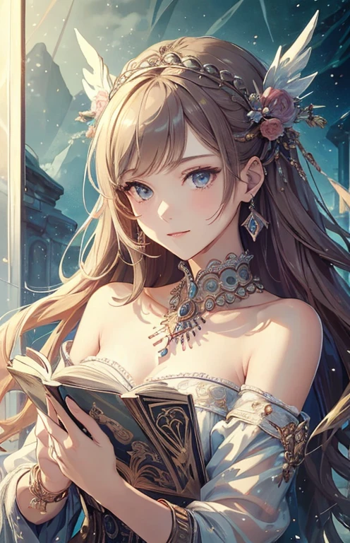 ((highest quality)), ((masterpiece)), (be familiar with), perfect face , beautiful girl , tarot cards ,