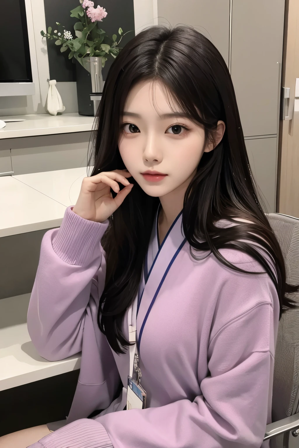 Korean beauty sitting on a chair,