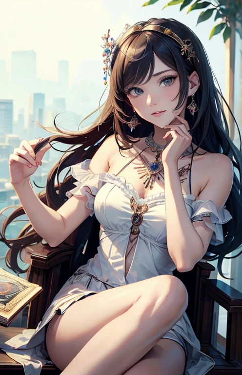 ((highest quality)), ((masterpiece)), (be familiar with), perfect face , beautiful girl , tarot cards ,