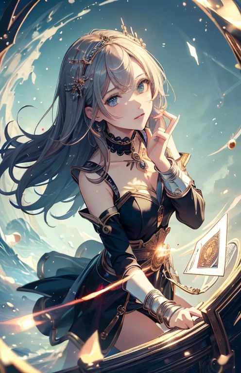 ((highest quality)), ((masterpiece)), (be familiar with), perfect face , beautiful girl , tarot cards ,