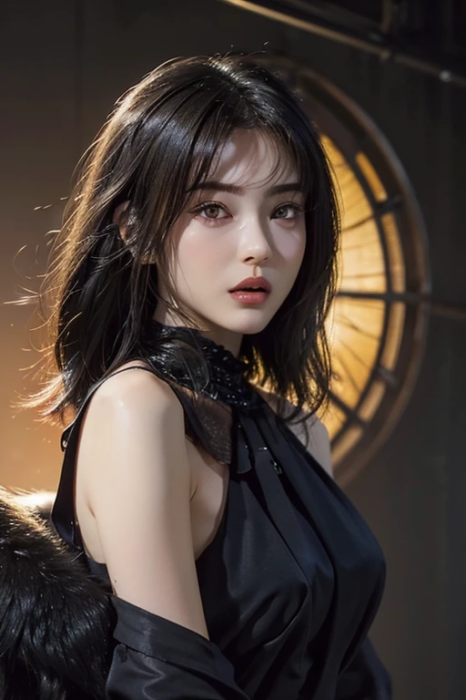 Roughcraft&#39;s Worldから来た女性のエイリアン, Super detailed artistic photography, midnight aura, night sky, detailed gorgeous face, dream-like, shine, with backlight, Glamour, sparkling, (very detailed face and eyes:1.2), (High resolutionの光る赤い目:1.4), perfect anatomy, (Beautiful toned body:1.5), (moist skin:1.2), no makeup, (Bear:1.1),(thick eyebrows:1.2), long canines. Smooth, extRa High resolution, 8K, unreal engine 5, super sharp focus, Art by Alberto Seveso, art germ, Barbaric, SF, Complex芸術作品の傑作, evil, Matte Movie Poster with Image, golden ratio, Trending on CGsociety, Complex, wonderful, Trending with ArtStation, author: art germ, H. R. Giger and Beksinski, very detailed, Roughcraft&#39;s World,  cthulhu, vibration, drawing cinematic characters, Super high quality model, cinematic quality, Detail up, (Complex details:1.2), High resolution, High resolution, draw faithfully, (thick eyebrows:1.2), (big scarlet eyes:1.3)