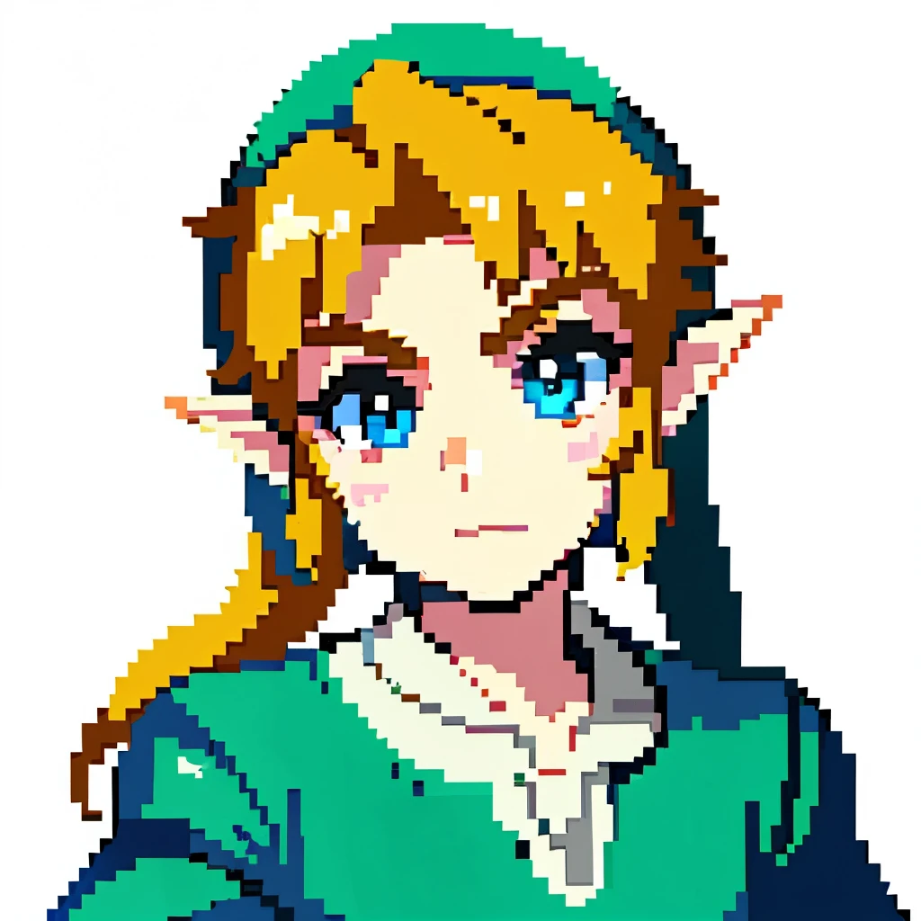 (masterpiece, top quality, best quality), pixel,pixel art,1boy, link, Legend of Zelda,closeup of face