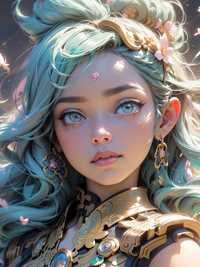 (tmasterpiece,top-quality,best quality,aquarelle(curly),offcial art,Beauty and aesthetics:1.2,(1girll:1.3) small breasts, slim waist, slender thighs,(s fractal art:1.3),The upper part of the body,seen from the front,looking at viewer,a beautiful anime waifu style girl, Ultra-detailed, detailed moonlight eyes, cherry blossoms and butterflies blowing in the wind, psychedelic cosmic dreamlike aesthetic atmospheric background, hyper-detailed painting, luminous bio-luminescence, patterned,(rainbow color hair in braids:1.2),Eau,liquids,clouds,Colorful,Starry,As estrelas, awesome full color, ethereal background, abstract beauty, golden ratio, concept art, high resolution, sharp focus, intricate details, nostalgia, romantic, 64k, award winning illustration, realistic light, ultra-detailed, high quality concept art, inspired by Daiqing Tana and Haya, inspired by Cave of 1,000 Buddhas and Taoist mythology, inspired by Alphonse Mucha style with art nouveau elements.