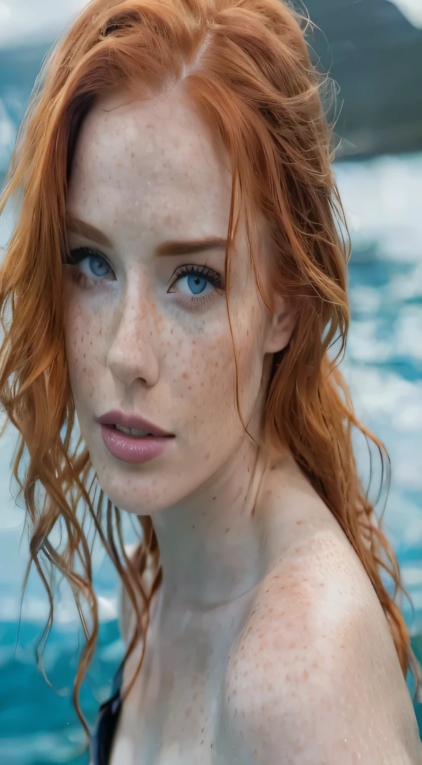 redhead haired woman with freckled hair in a black bikini, ginger hair with freckles, freckled pale skin, freckled, red hair and freckles, with freckles, elegant freckles, freckles, beautiful redhead woman, cute freckles, redhead woman, light cute freckles, freckles on chicks, redhead girl, small freckles, amouranth, red head, freckle, light freckles