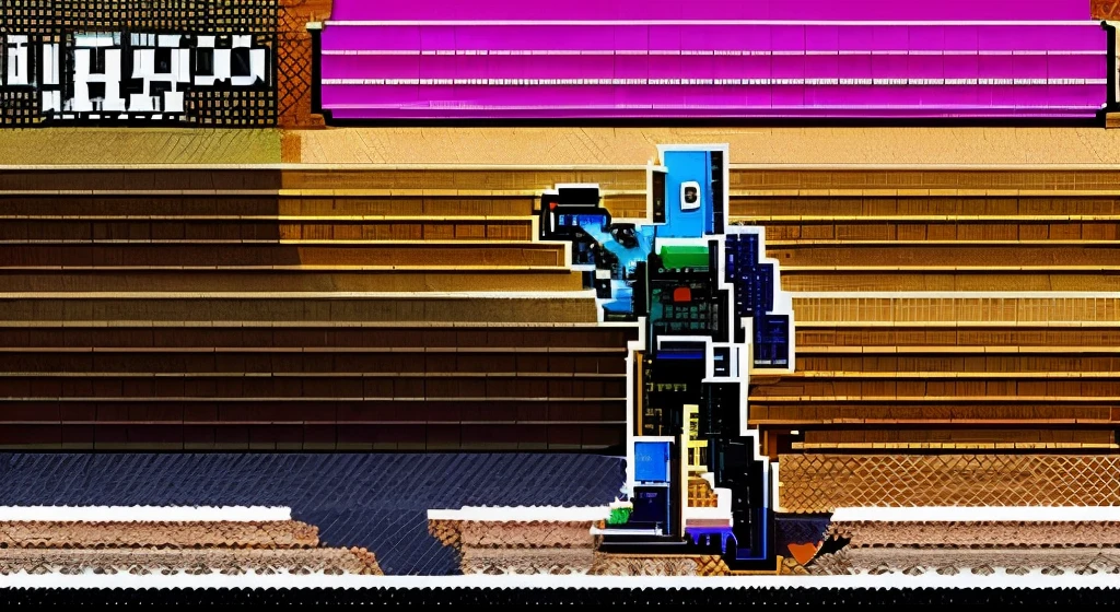 pixel game，character  design，Sci-fi suit，Warrior with a laser gun， Pixel art #pixelart