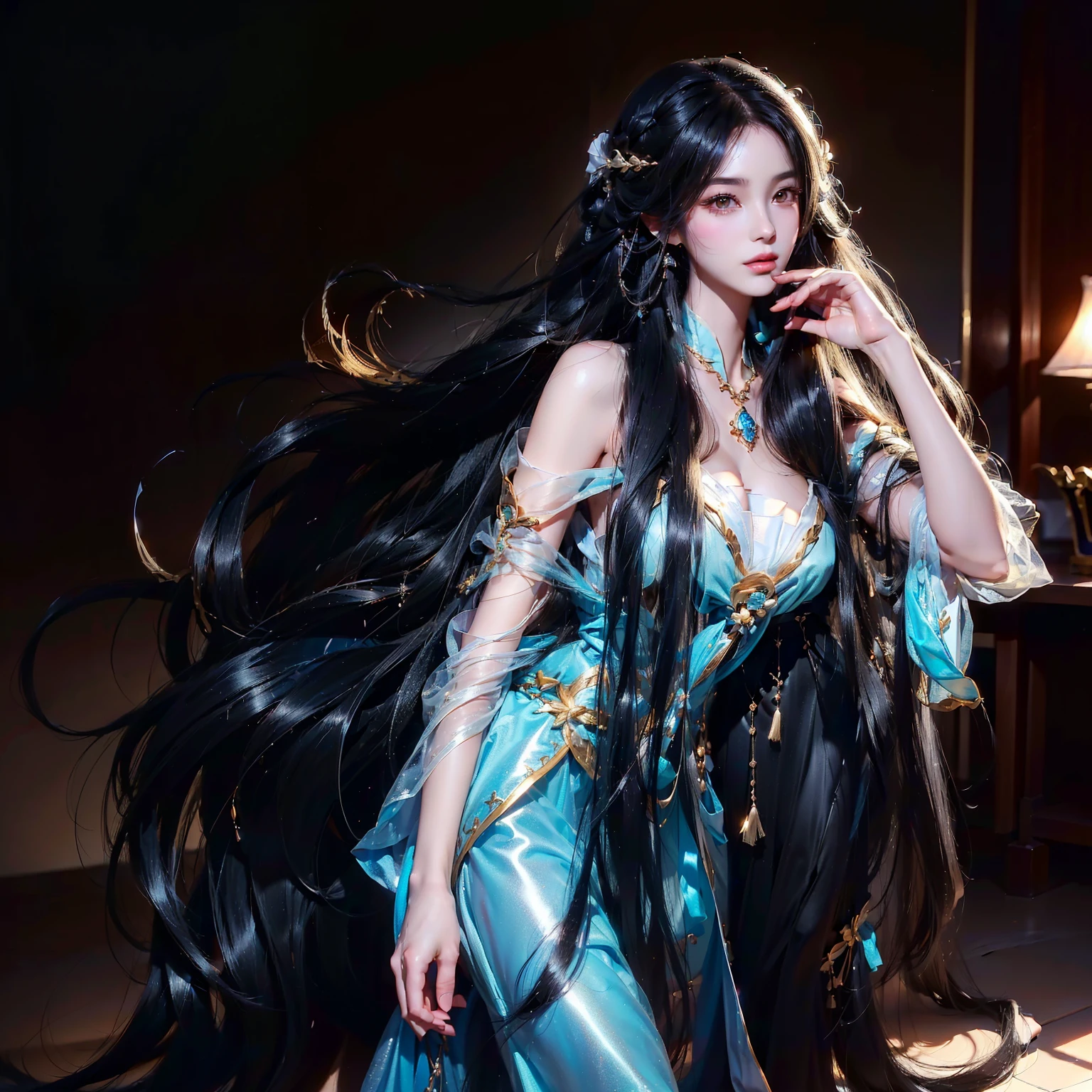 (best image quality、highest quality、highest resolution、super realistic photos、full body photo、masterpiece、16k、)1 girl、Amazingly long black hair is super beautiful、hair length約3メートル、naked、Hide your whole body with straight black hair、very beautiful face、Beautiful well-groomed black hair、very large amount of hair、Super long black hair that accentuates feminine sexiness、slim body shape、beautiful shiny hair、bright lighting、professional lighting、Winner of the World Long Hair Contest、full body real photo、head to toe photo、Photographed from approximately 4 meters away、super real、both hands、2 feet、longest black hair in the world、My hair is heavy、'tired、hair longer than rapunzel、very large amount of hair、She has very long black hair that covers her entire body..、Hair that is shampooed every day is very beautiful、My hair smells like roses and my very long black hair makes me sexy.、My charm is my long black hair.、Long black hair is a symbol of beauty、My pride is very long black hair、The length and volume of this long hair is admired all over the world、Her very long black hair is fanned out、backwards、sleep on your stomach、Smooth black hair flowing from shoulders to floor、I have a lot of hair、My hair is very thick、Cover the entire bed with hair、Hiding your hands with your long hair、hide your fingers with long hair、A storm of black hair about to overflow from the screen、,full body photo,very beautiful face,Super Super Long Hair,hair length: Approximately 30 meters,straight black hair,naked,The most beautiful hair,