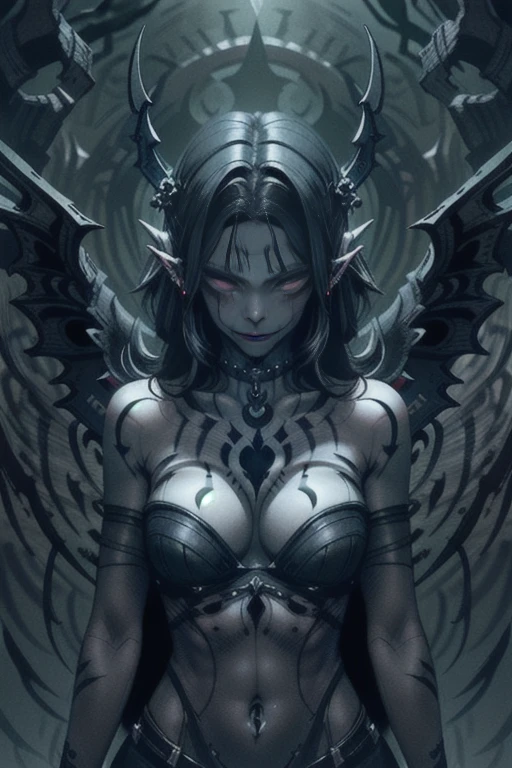 Overgrown hell life, Hollow Angel Zelda, Grey skin, black veins, black blood, (hole in her ),