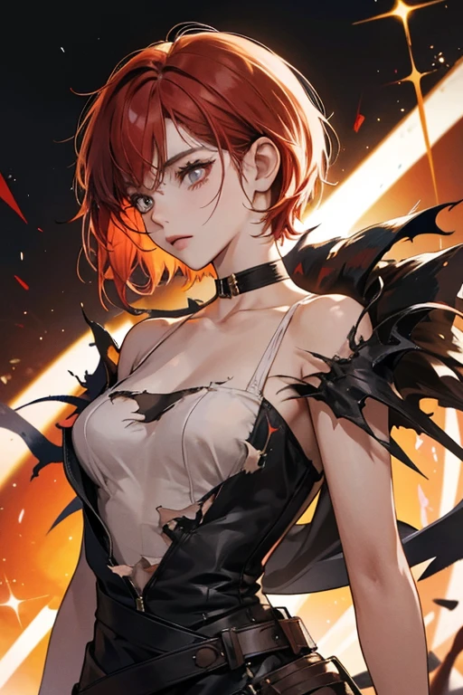 She has short red hair and, like most characters on the show, black dots for eyes. She wears tattered and torn clothes. Her skin color is officially referred to as peach. SPARKLE; GLITTER