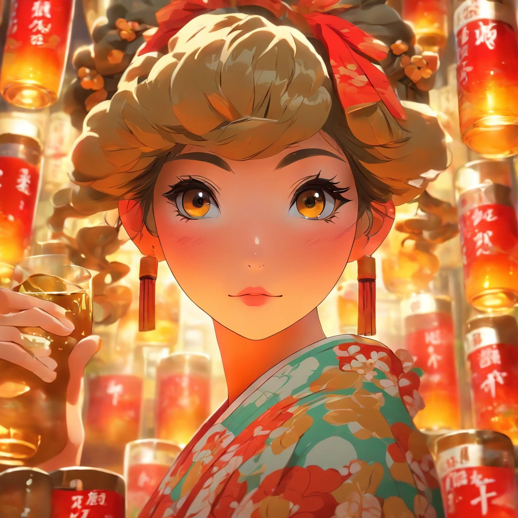 Japanese sake woman glasses