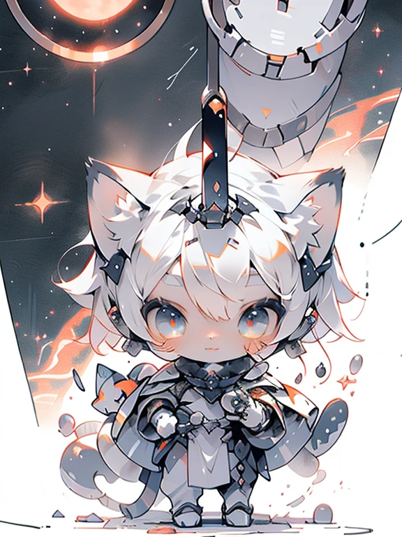 #quality(8k,wallpaper of extremely detailed CG unit, ​masterpiece, hight resolution, top-quality, top-quality real texture skin,hyper realisitic, digitial painting,increase the resolution,RAW photos，best qualtiy,highly detailed,the wallpaper),BREAK,solo,#girl(cat:1.4, knight,wearing armor plate,full body,cat ear,cat eye,cute, kawaii,small ???,hair floating,hair shining brightly,curly hair,short hair,messy hair,eye color cosmic,big eyes,pale skin,bigbreast,dynamic angle:1.4,dynamic pose:1.8,detailed face,smile,wings on her back,in fight),BREAK,#background(simple,gothic palace,cosmic,many stars,,backlit,dark),nsfw,[chibi]