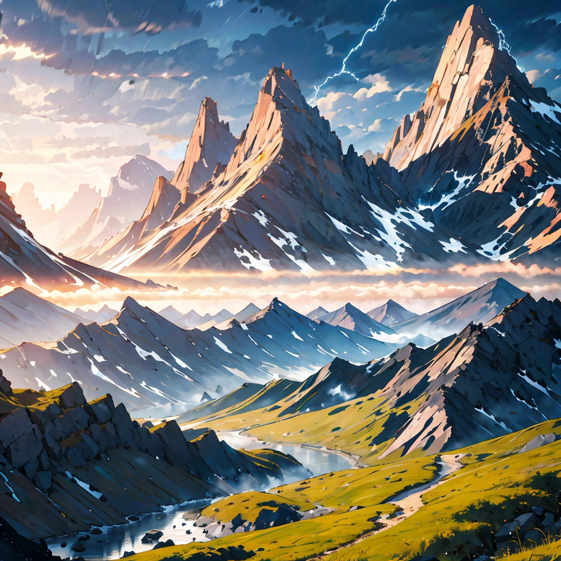 A beautiful landscape with mountains and hills